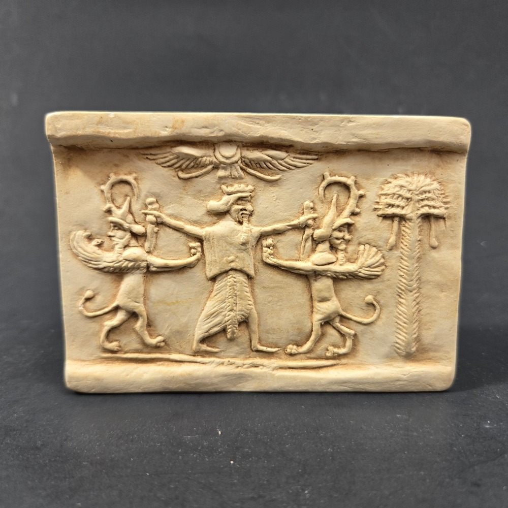 Persian Relief King Darius Cylinder Seal Plaque Desk Paperweight Resin Art